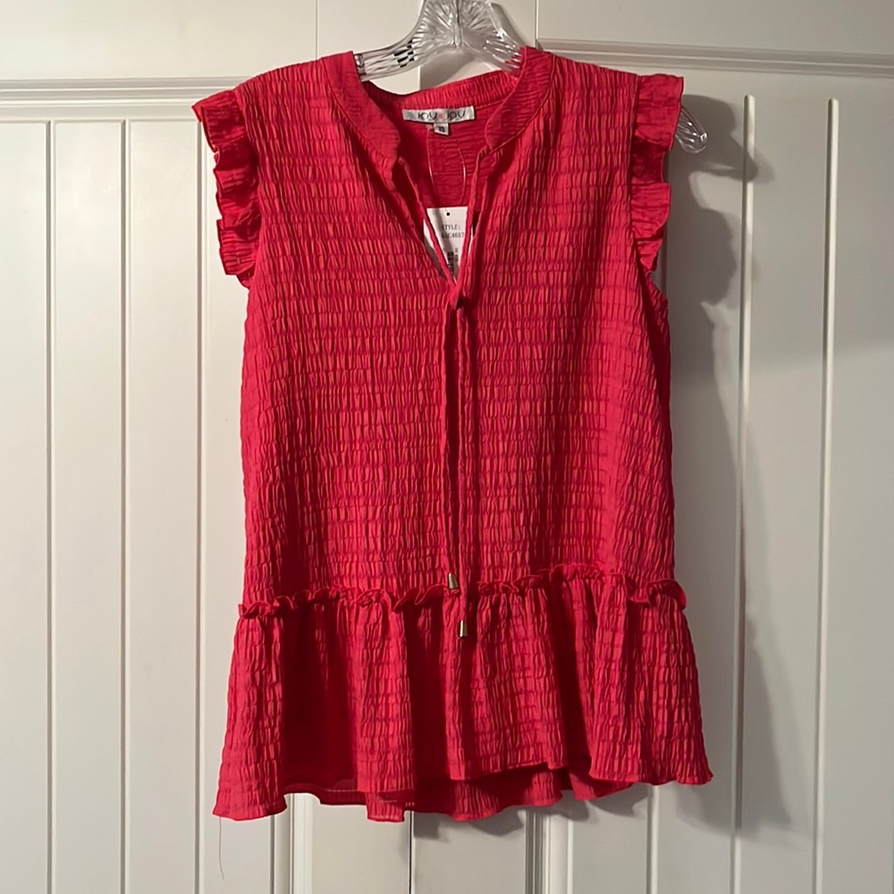 joy joy pink ruffled top (size xs)